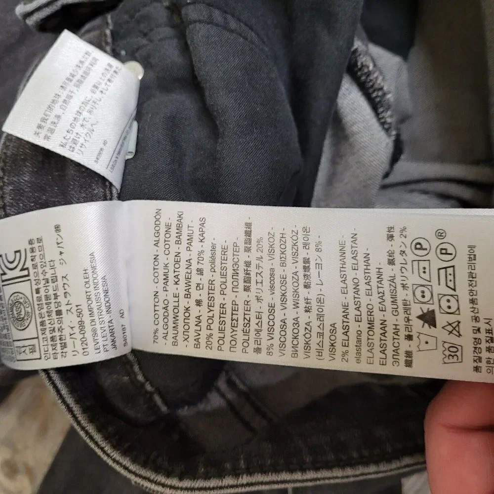 Levi's 721 High‎ Rise Skinny Ankle Jeans Size 31 Womens Black Charcoal Wash